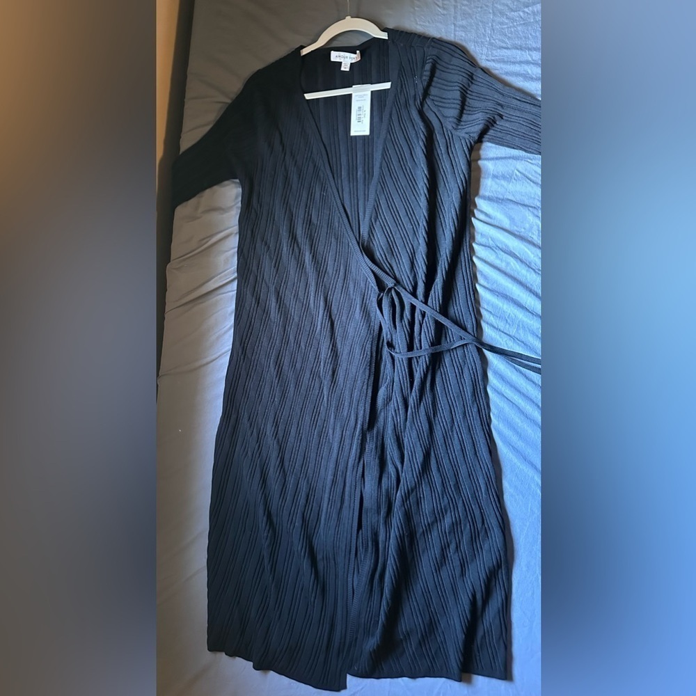 Amour Vert Black Textured Wrap Dress NWT Size XL